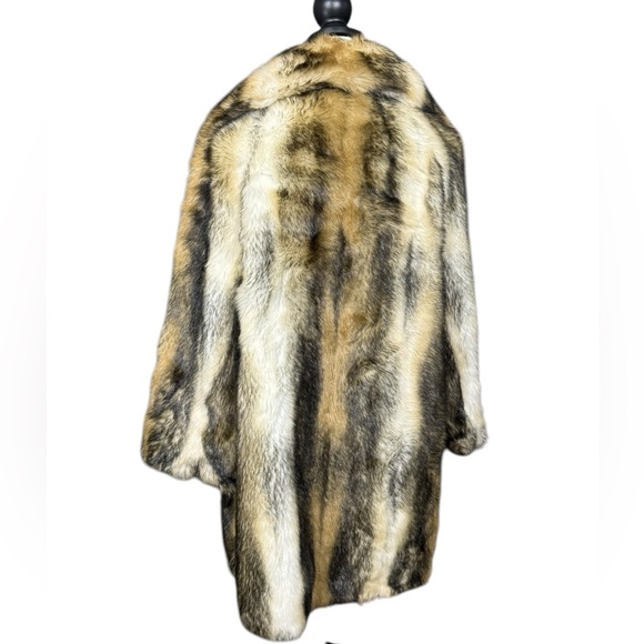 Vintage Tissavel Faux Fur Coat in Size 12 Tricolor - Picture 3 of 7